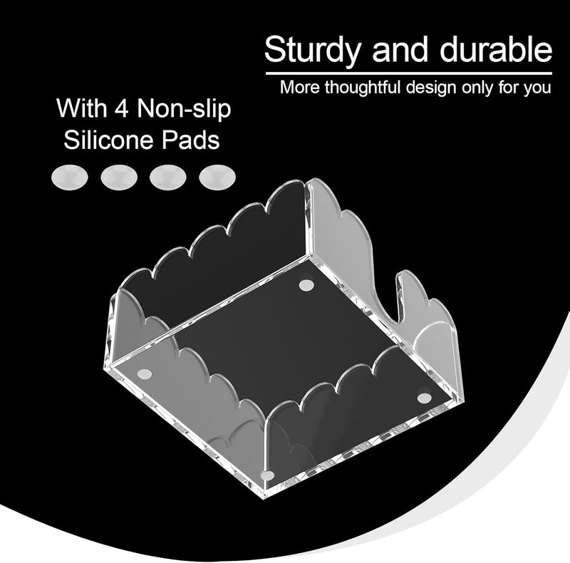 YAGELI Clear Acrylic Napkin Holder – Elegant Scalloped Tray for Cocktail, Bathroom, Kitchen & Dining – Flat Paper Towel & Disposable Napkin Organizer for Weddings, Bars, Hotels and Home(5.4x5.2in) - Image 5